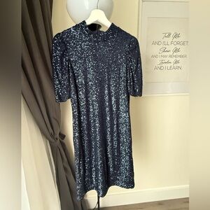 Joie Navy Sequin Midi Dress